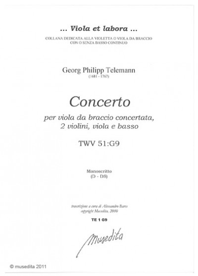 Konzert G-dur, TWV 51:G9, für Bratsche, Streicher und Basso continuo