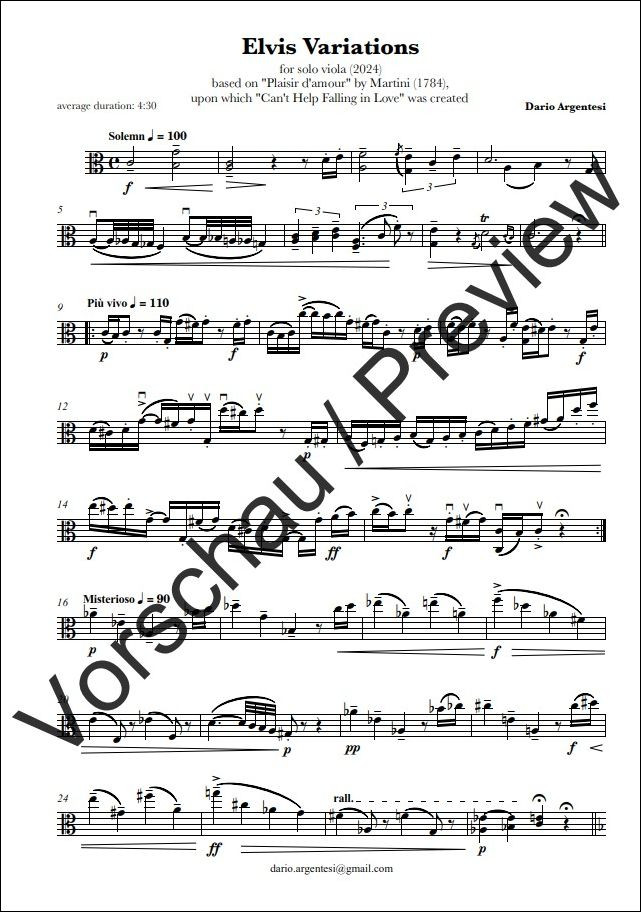 Elvis Variations, für solo Bratsche