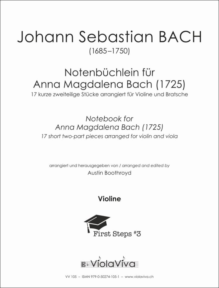 Notenbüchlein für Anna Magdalena Bach (1725), arrangiert für Violine und Bratsche