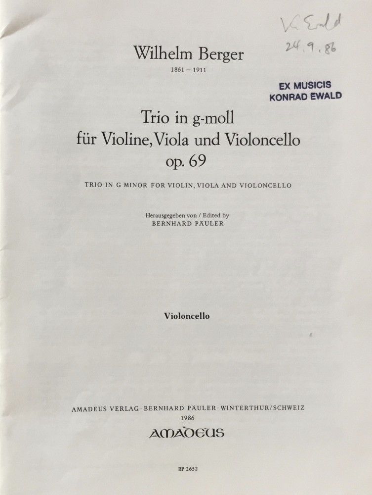 Trio g-moll, op. 69, für Violine, Bratsche und Violoncello