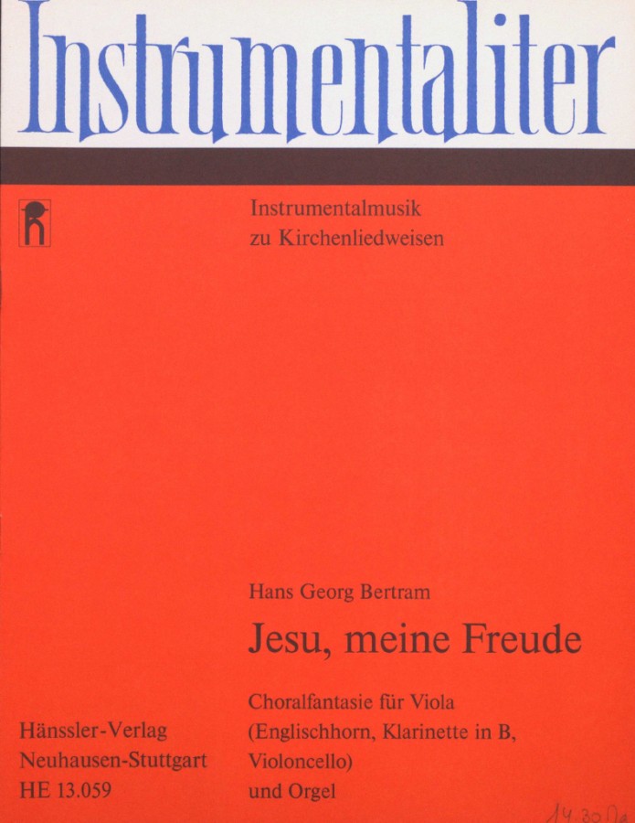 Jesu, meine Freude. Choralfantasie, für Bratsche (Englischhorn / Klarinette / Violoncello) und Orgel