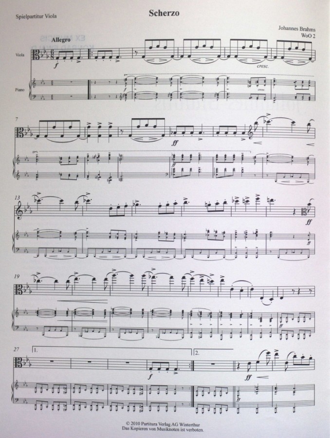 Scherzo aus der FAE-Sonate, c-moll, arrangiert für Bratsche und Klavier