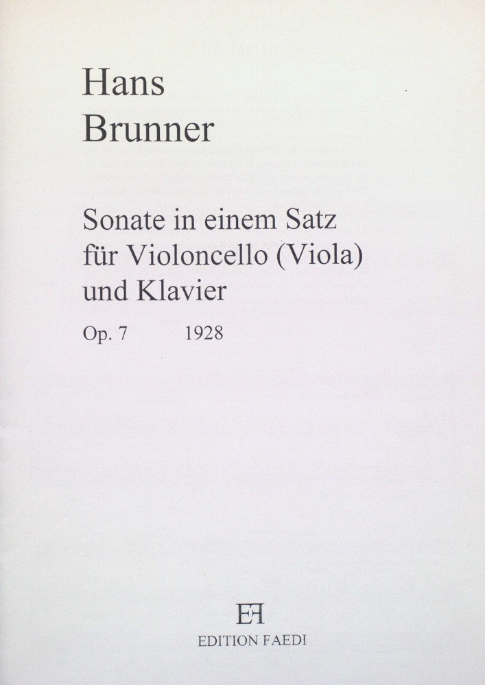 Sonate in einem Satz, op. 7, für Violoncello (Bratsche) und Klavier
