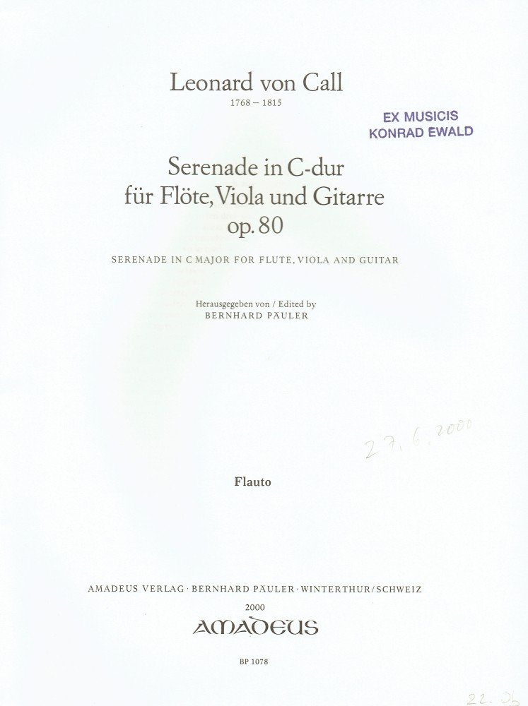 Serenade C-major, op. 80, for Flute, Viola and Guitar