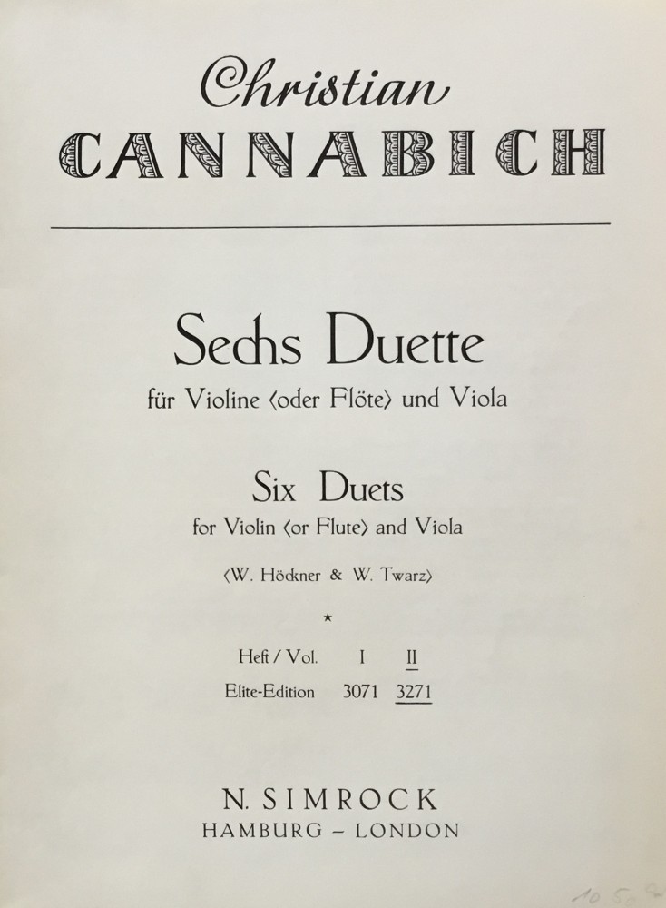 6 Duette (G/A/h/e/C/D), für Violine (Flöte) und Bratsche