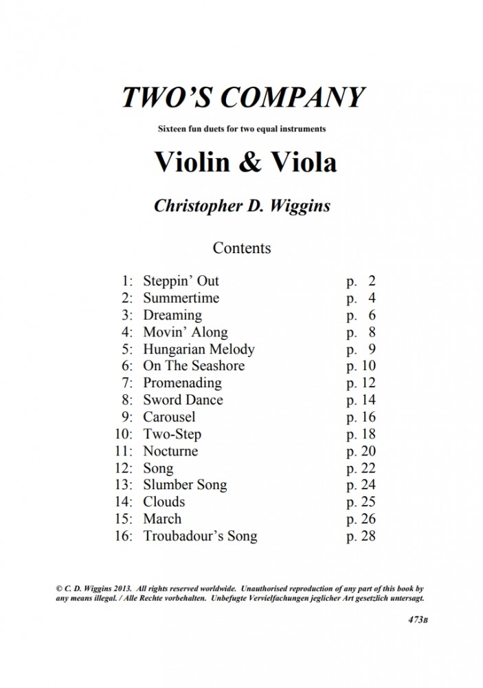 Two's Company, op. 157b, für Violine und Bratsche (2 Bratschen)