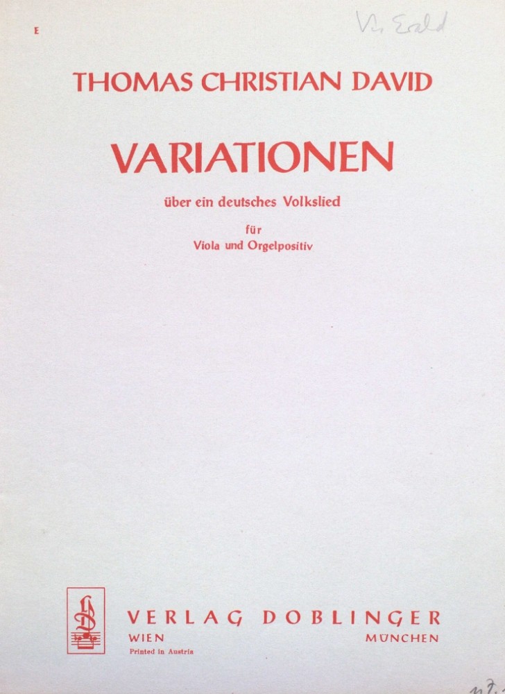 Variationen über ein deutsches Volkslied, für Bratsche und Orgel