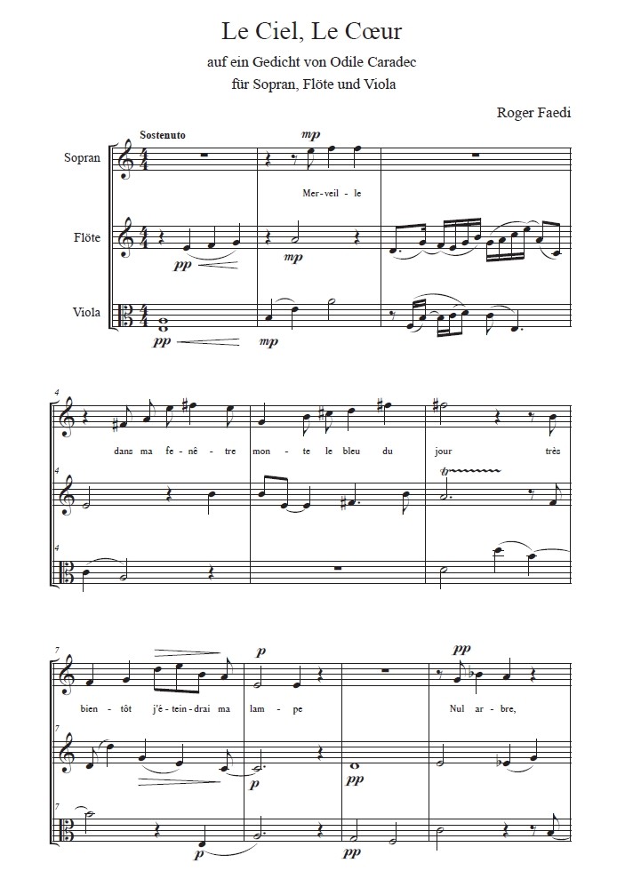 Le Ciel, Le Coeur, op. 54, für Sopran, Oboe und Bratsche