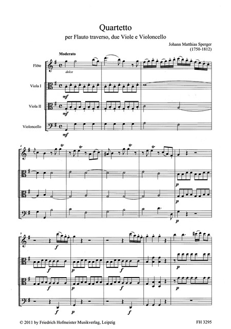 Quartetto G-dur, für Querflöte, 2 Bratschen und Violoncello