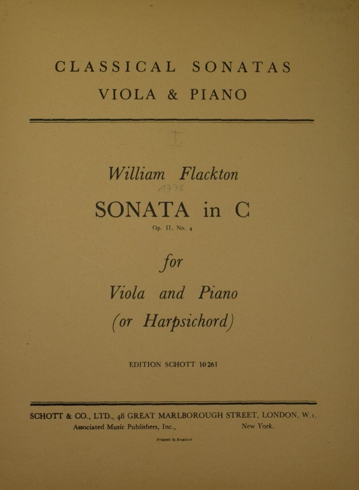 Sonata C-major, op. 2, No. 4, for Viola and Piano