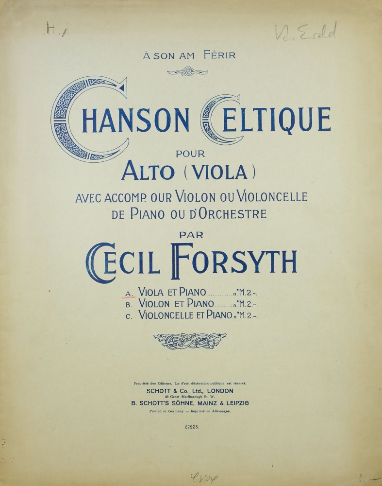 Chanson celtique, für Bratsche (Violine/Violoncello) und Orchester