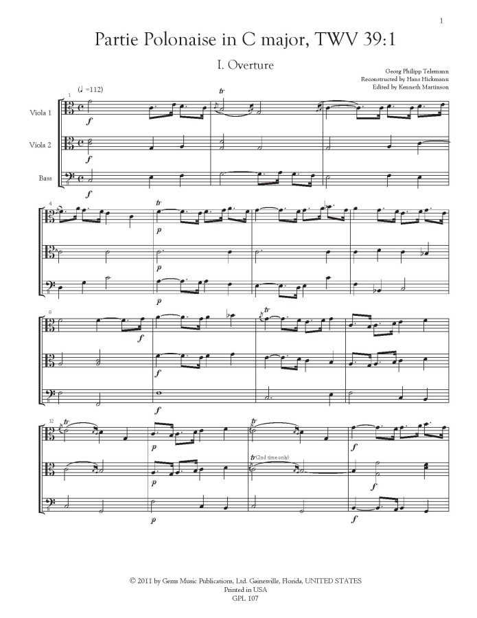 Parti Polonaise C-major, for 2 Violas and Bass