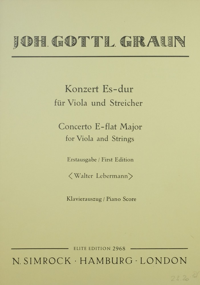 Konzert Es-dur, für Bratsche, Streicher und Basso continuo