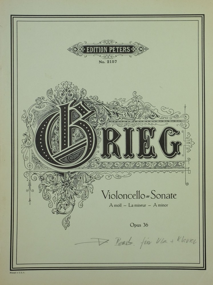 Sonate a-moll, op. 36, für Violoncello und Klavier, arrangiert für Bratsche und Klavier