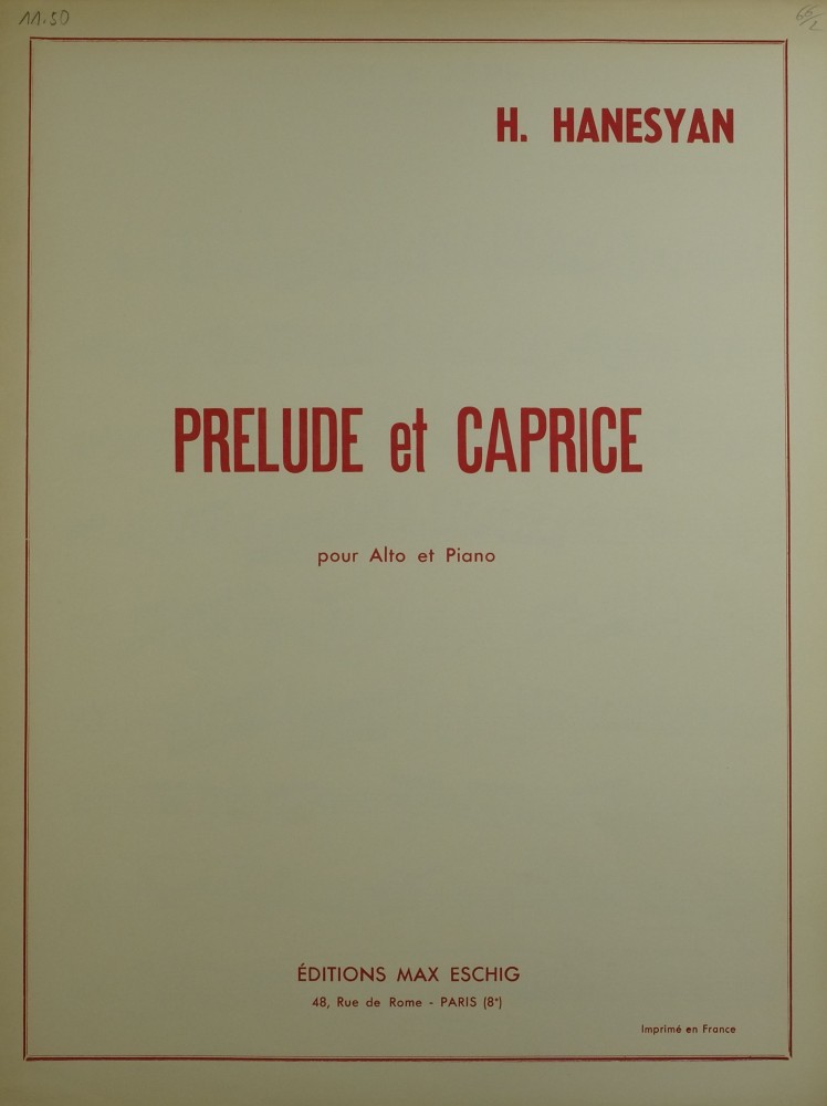 Prélude et Caprice A-dur, für Bratsche und Klavier