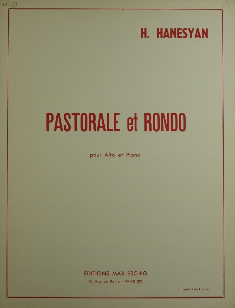 Pastorale et Rondo D-dur, für Bratsche und Klavier