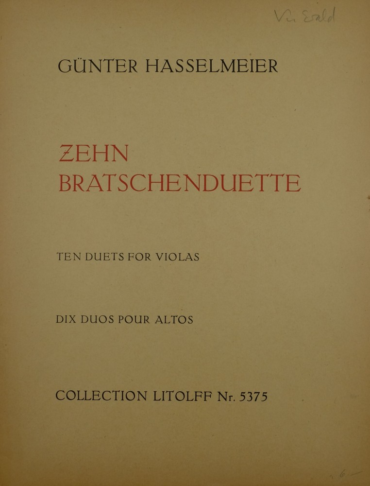 Zehn Bratschenduette (original für 2 Violinen), für Bratsche und Klavier