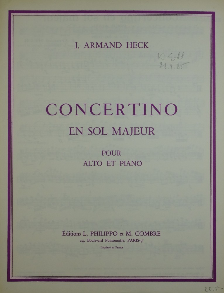 Concertino G-dur, op. 40, für Bratsche und Klavier