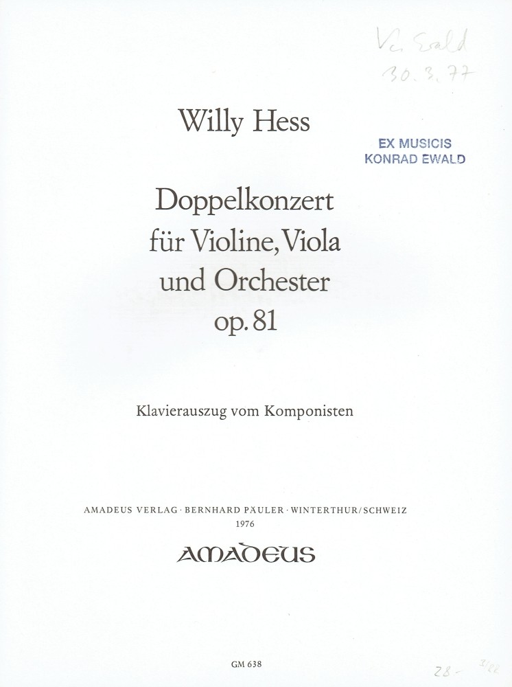 Doppelkonzert F-dur, op. 81, für Violine, Bratsche und Orchester