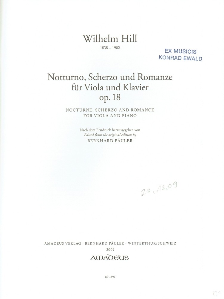 Notturno, Scherzo und Romanze, op. 18, für Bratsche und Klavier