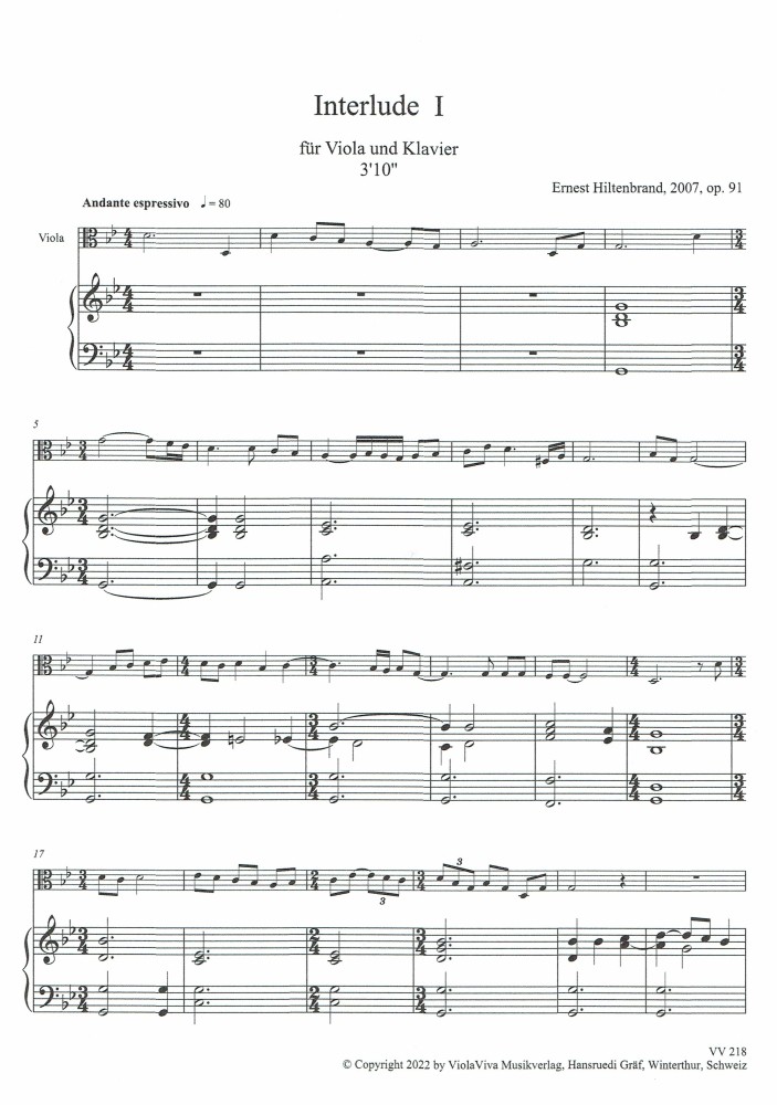 Interlude I & II, op. 91, für Bratsche und Klavier