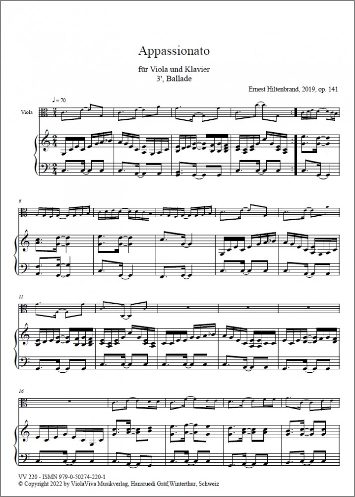 Appassionato, op. 141, Ballade für Bratsche und Klavier