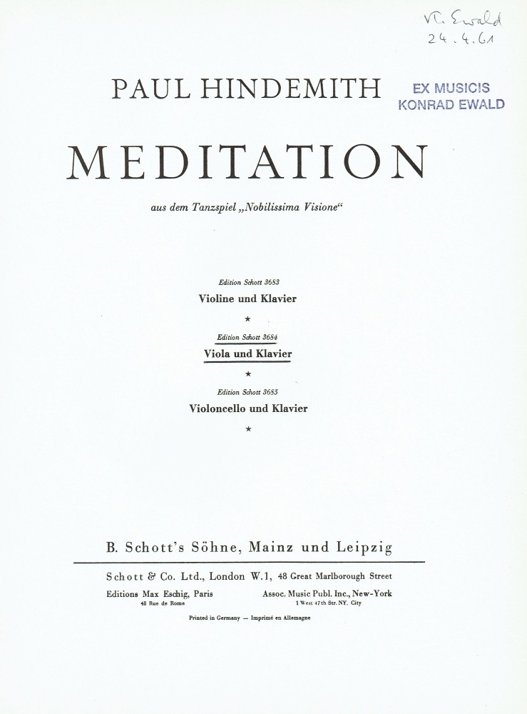 Meditation, für Bratsche und Klavier