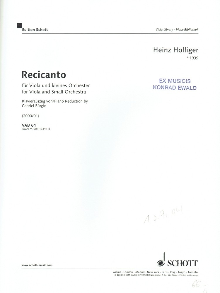 Recicanto, für Bratsche und Orchester