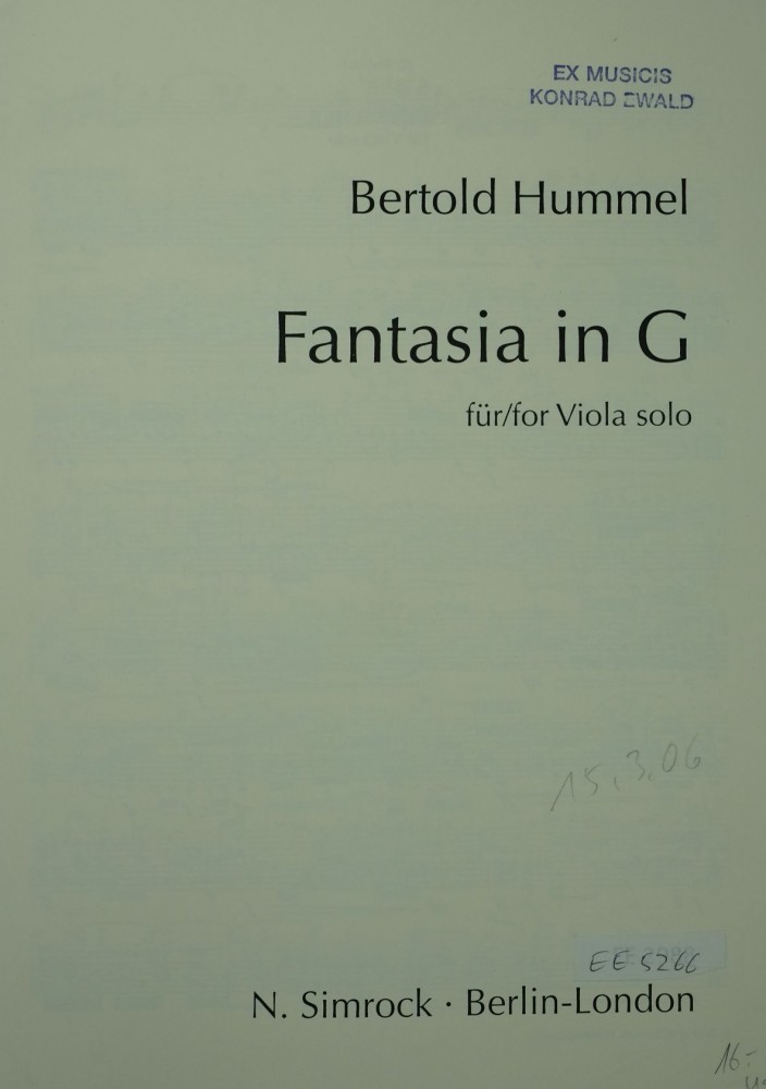 Fantasia G-dur, op. 77d, für Bratsche