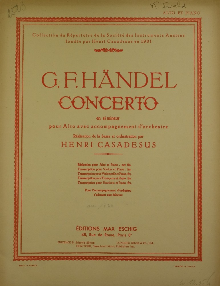 Konzert h-moll, für Bratsche und Orchester