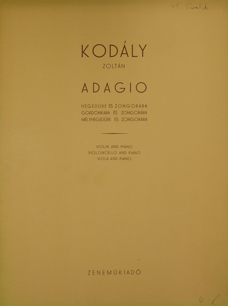 Adagio, für Violine (Bratsche/Violoncello) und Klavier