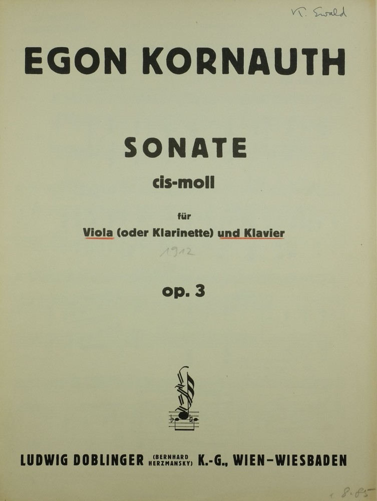 Sonate cis-moll, op. 3, für Bratsche (Klarinette) und Klavier