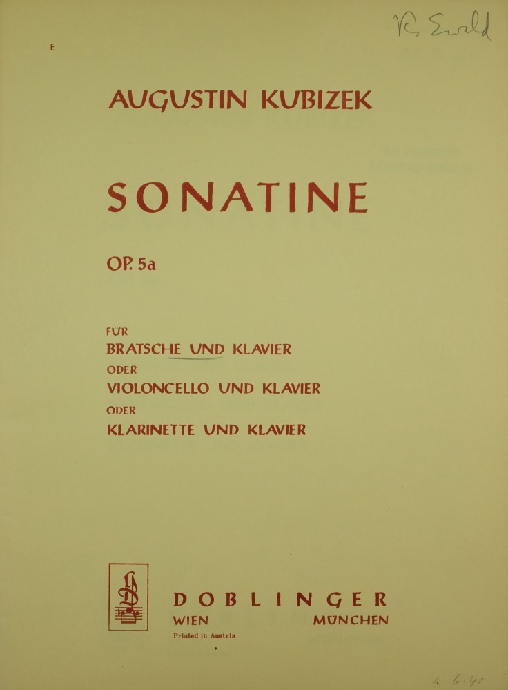 Sonatine, op. 5a, für Bratsche (Violoncello/Klarinette) und Klavier