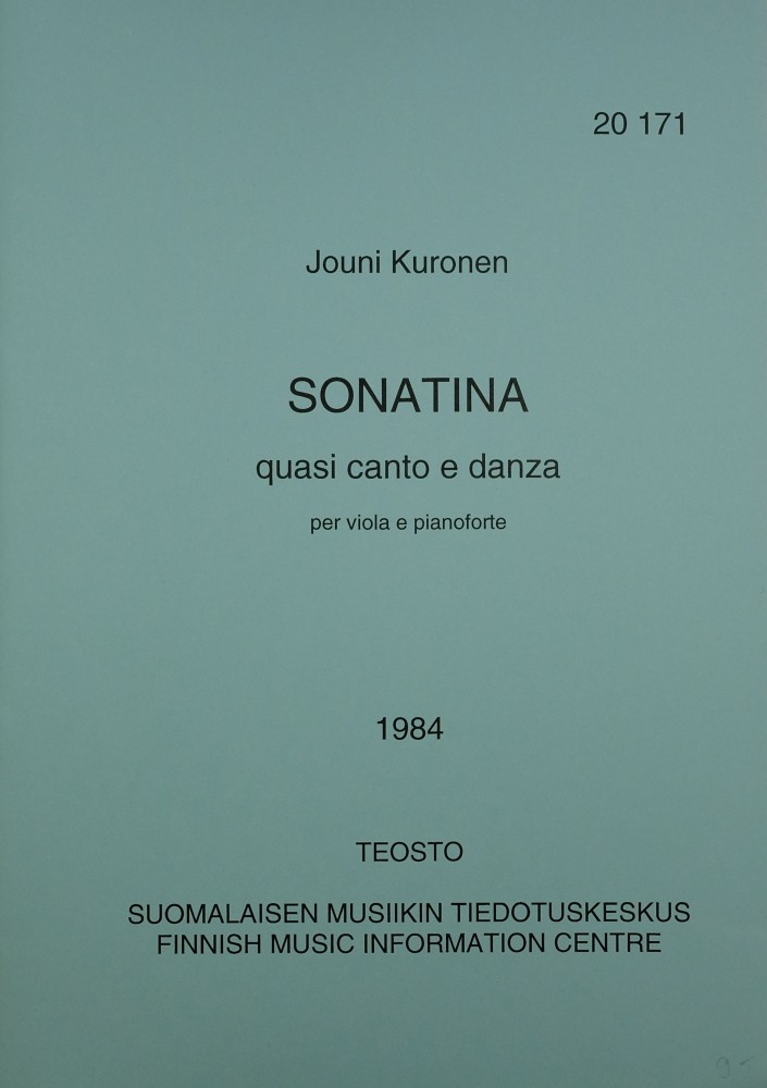 Sonatina quasi canto e danza, op. 2, für Bratsche und Klavier