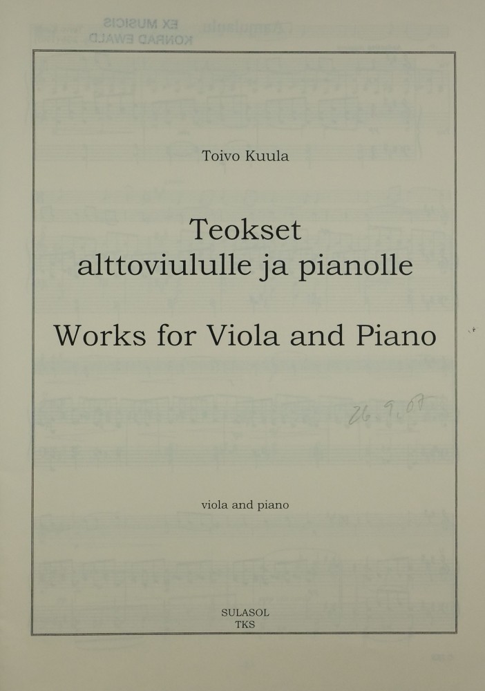 Werke (Teokset), für Bratsche und Klavier