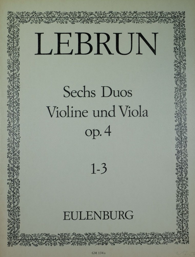 6 Duos (C/F/Es/G/A/D), op. 4, für Violine und Bratsche