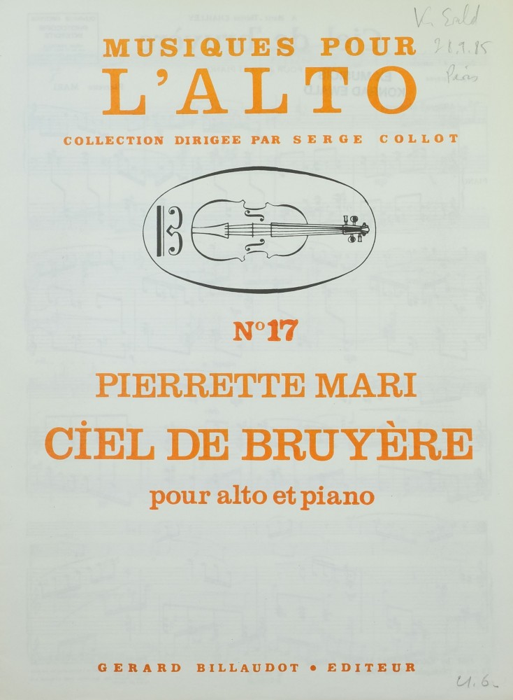 Ciel de bruyère, für Bratsche und Klavier