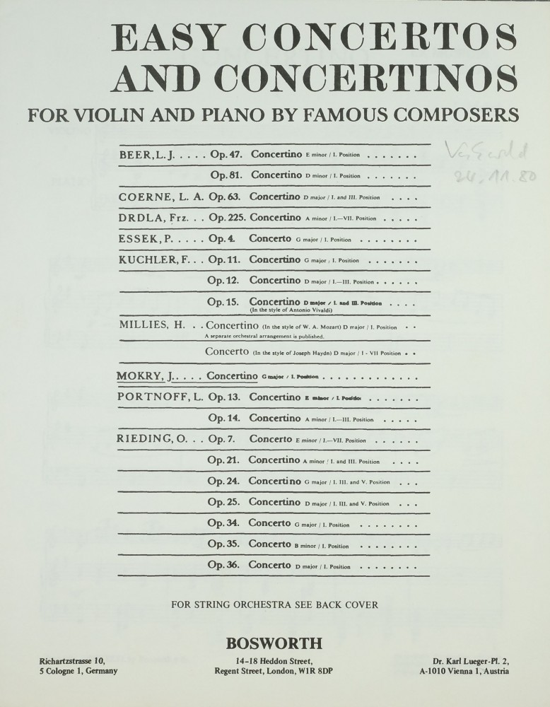 Concertino G-dur, für Bratsche und Orchester
