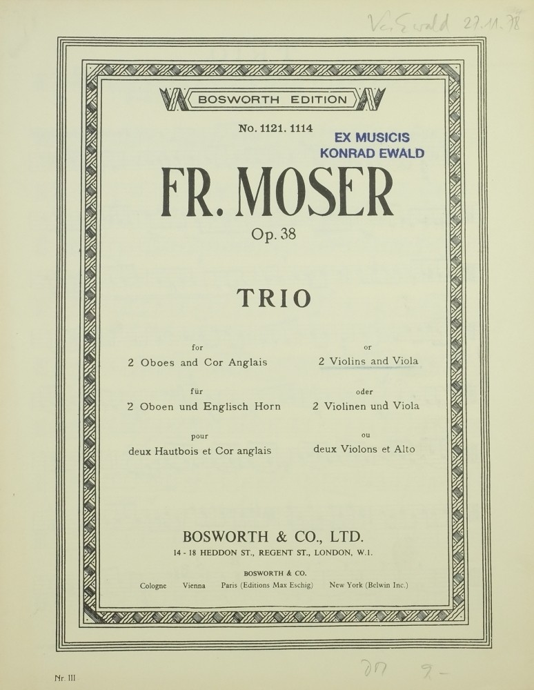 Trio C-dur, op. 38, für 2 Violinen und Bratsche