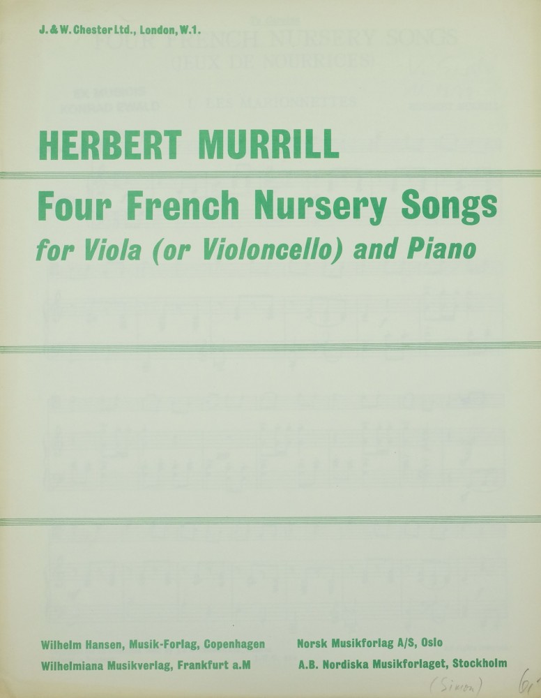 Four French Nursery Songs, für Violoncello (Bratsche) und Klavier