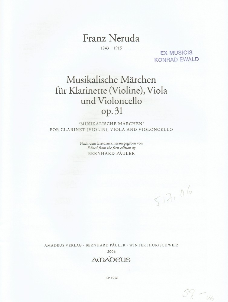 Musikalische Märchen, op. 31, für Klarinette (Violine), Bratsche und Violoncello