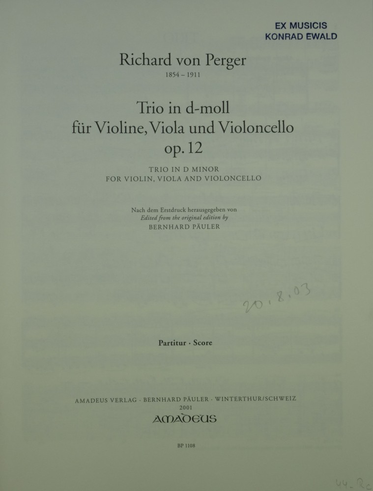 Trio d-moll, op. 12, für Violine, Bratsche und Violoncello