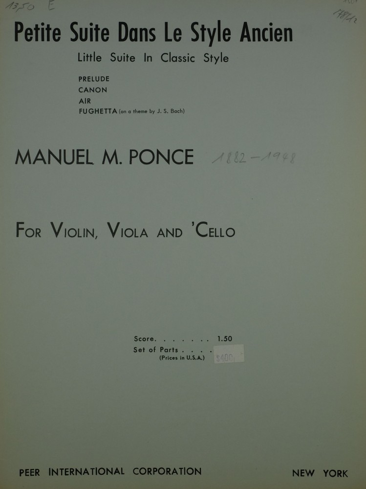 Petite Suite dans le style ancien, für Violine, Bratsche und Violoncello