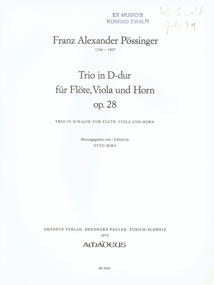 Trio D-dur, op. 28, für Flöte, Bratsche und Horn