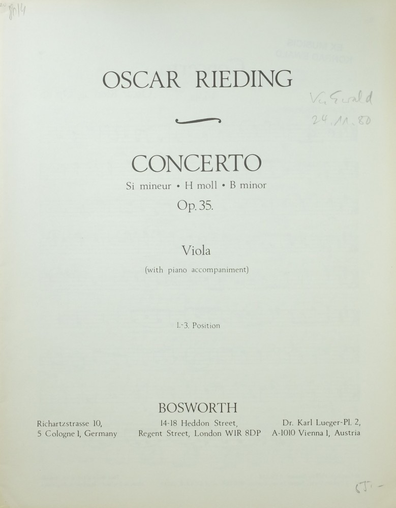 Concerto h-moll, op. 35, für Bratsche und Orchester