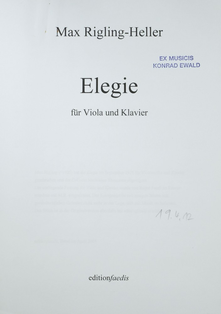 Elegie für Violoncello (Bratsche) und Klavier
