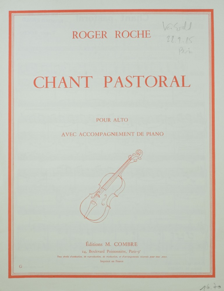 Chant pastoral, für Bratsche und Klavier