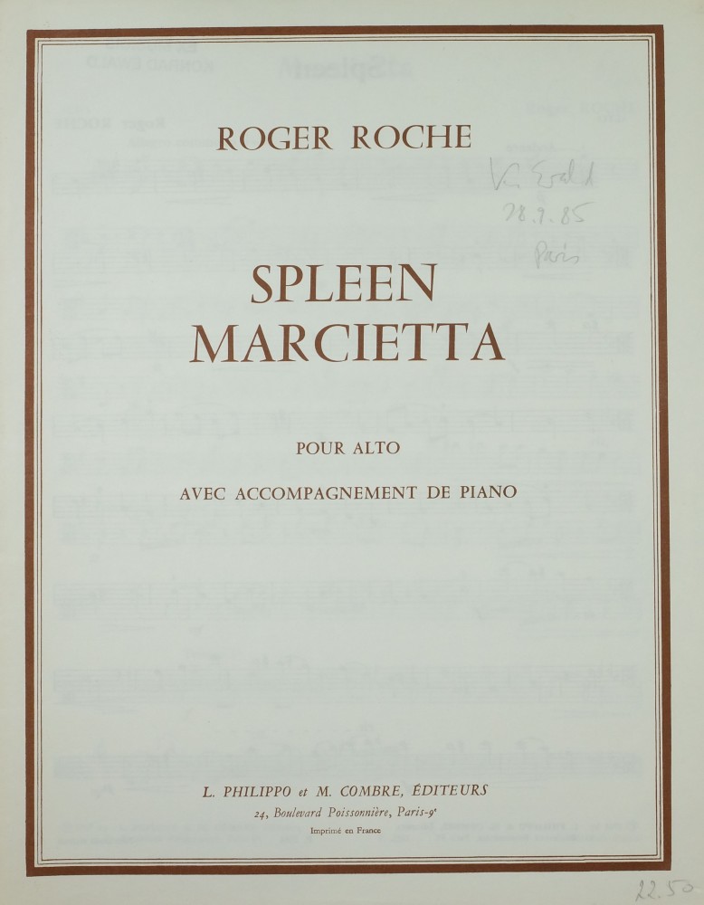 Spleen et Marcietta, für Bratsche und Klavier