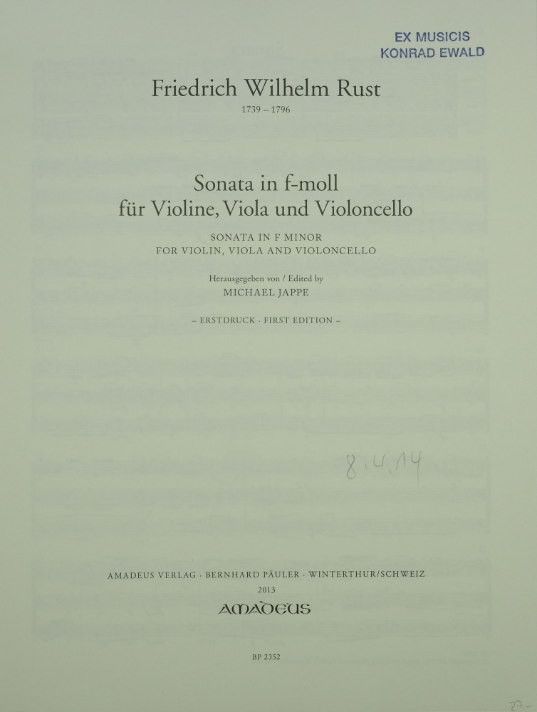 Sonata f-moll, für Violine, Bratsche und Violoncello