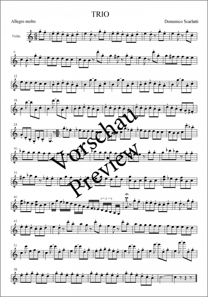 2 Sonaten  C-Dur / c-moll bzw. d-moll, arrangiert für Violine, Bratsche (2. Violine) und Violoncello